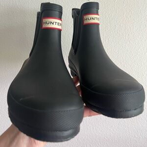 Hunter Black Chelsea Rain Ankle Boots Size 7